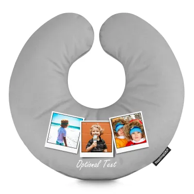 (30cm) (Polaroid Style Photo Print) Grey Soft Velvet Polyester Fabric (Personalised with Text)