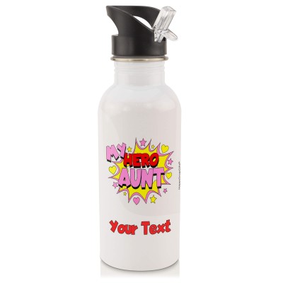 in White (600ml) with Drinking Straw (Aunt) (Personalised with Text)