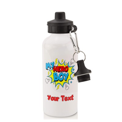 in White (600ml) with Screw Cap (Boy) (Personalised with Text)