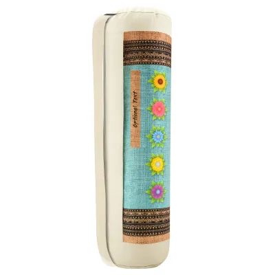 Large (70cm x 20cm) with Flowers on Hessian Design Mock Suede Polyester Fabric