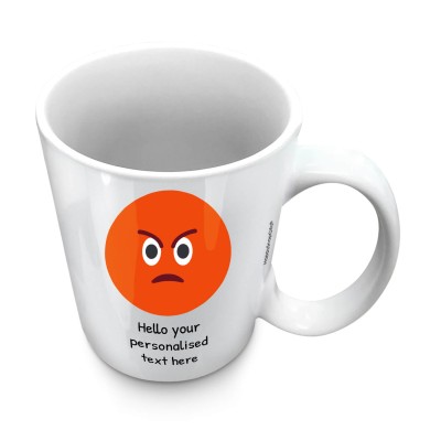 (10oz White) - Angry Face (Personalised with Text)