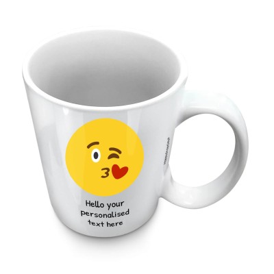 (10oz White) - Kiss with a Wink (Personalised with Text)