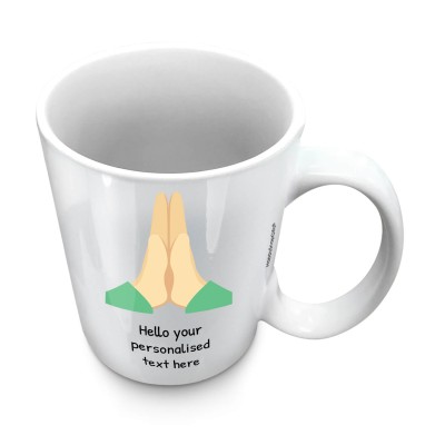 (10oz White) - Praying Hands (Personalised with Text)