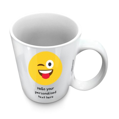(10oz White) - Tongue with a Wink (Personalised with Text)