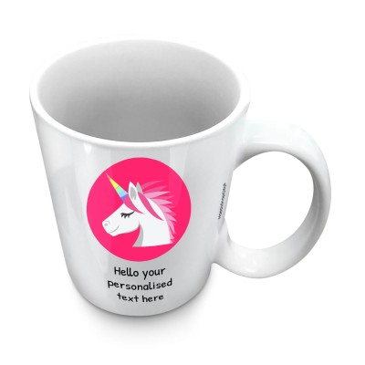 (10oz White) - Unicorn (Personalised with Text)