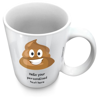 (XL 15oz White) - Happy Poo (Personalised with Text)