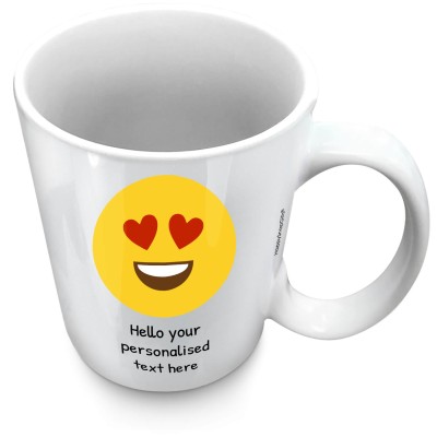 (XL 15oz White) - Love Heart Eyes (Personalised with Text)