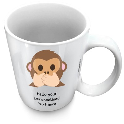 (XL 15oz White) - Speak no Evil Monkey (Personalised with Text)
