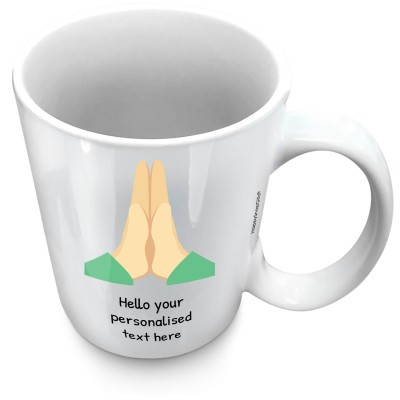 (XL 15oz White) - Praying Hands (Personalised with Text)