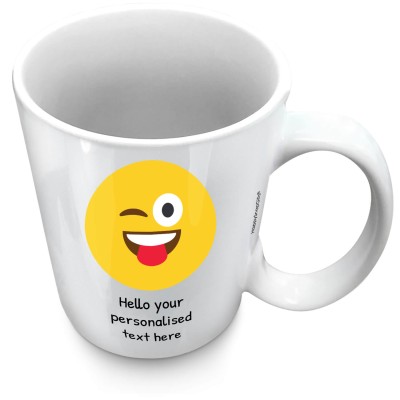 (XL 15oz White) - Tongue with a Wink (Personalised with Text)