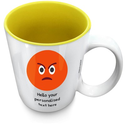 (XL 15oz Yellow) - Angry Face (Personalised with Text)