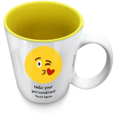 (XL 15oz Yellow) - Kiss with a Wink (Personalised with Text)