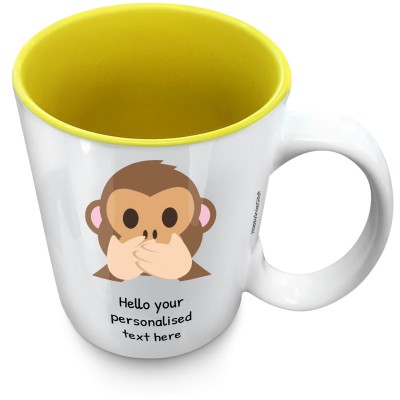 (XL 15oz Yellow) - Speak no Evil Monkey (Personalised with Text)