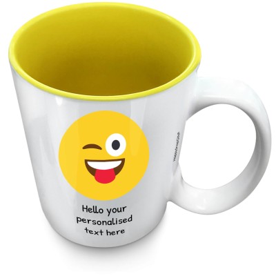 (XL 15oz Yellow) - Tongue with a Wink (Personalised with Text)