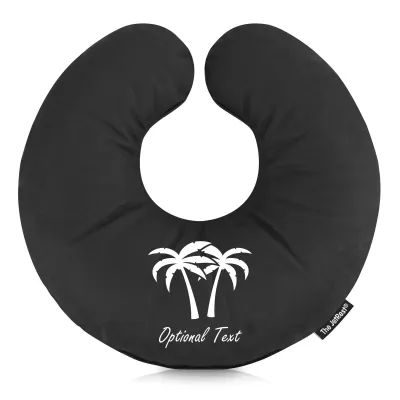 (30cm) (Palm Trees Icon) Black Soft Velvet Polyester Fabric