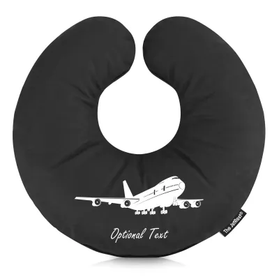 (30cm) (Plane Icon) Black Soft Velvet Polyester Fabric