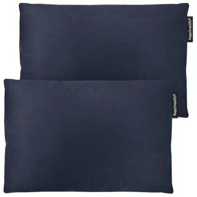 (30cm x 20cm Twin Pack) - Navy Blue Cotton Fabric and Removable Cover (Personalised with Text)