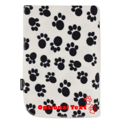 (100cm x 70cm) with Dog Paws Icon - Paws Fleece Fabric (Personalised with Text)