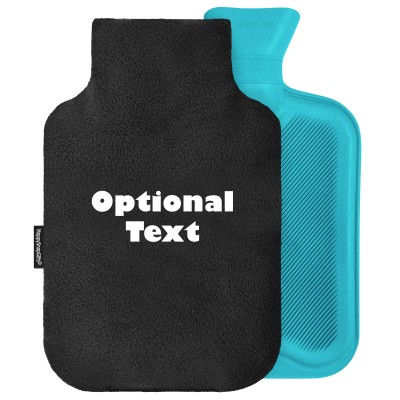 2 Litre Generic Bottle (Stock Available Colours) - Black Fleece Fabric Removable Cover (Personalised with Text)