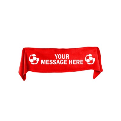 Small (75cm x 15cm) Football Theme - Red Fleece Fabric (Personalised with Text)