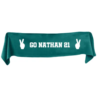 Large (145cm x 25cm) Two Fingers Theme - Dark Green Fleece Fabric (Personalised with Text)