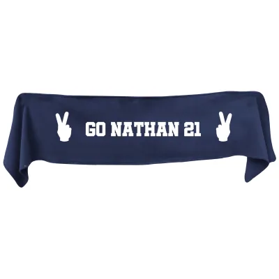 Large (145cm x 25cm) Two Fingers Theme - Navy Blue Fleece Fabric (Personalised with Text)