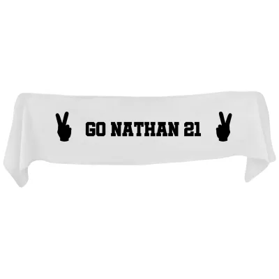 Large (145cm x 25cm) Two Fingers Theme - White Fleece Fabric (Personalised with Text)