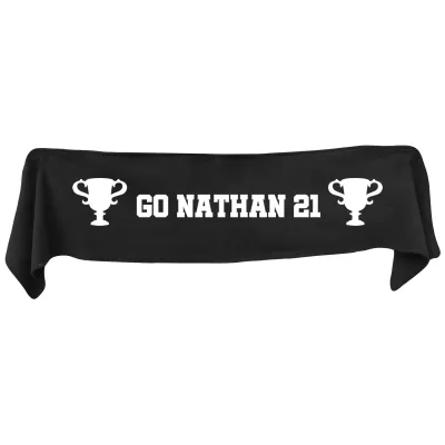 Large (145cm x 25cm) Champions Theme - Black Fleece Fabric (Personalised with Text)