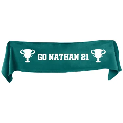 Large (145cm x 25cm) Champions Theme - Dark Green Fleece Fabric (Personalised with Text)