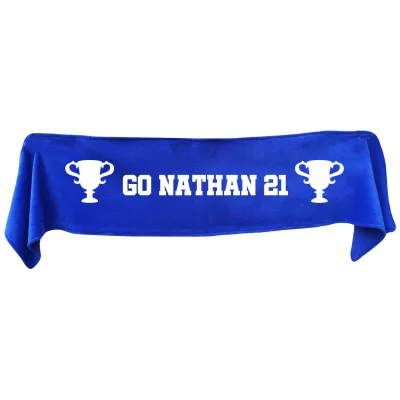 Large (145cm x 25cm) Champions Theme - Royal Blue Fleece Fabric (Personalised with Text)