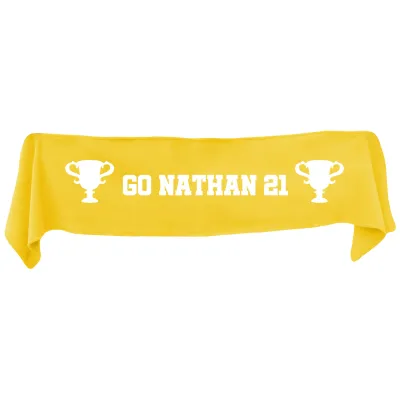 Large (145cm x 25cm) Champions Theme - Yellow Fleece Fabric (Personalised with Text)