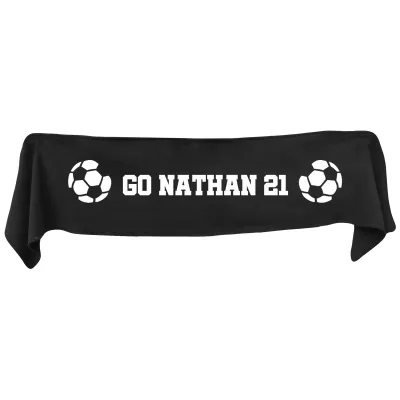 Large (145cm x 25cm) Football Theme - Black Fleece Fabric (Personalised with Text)