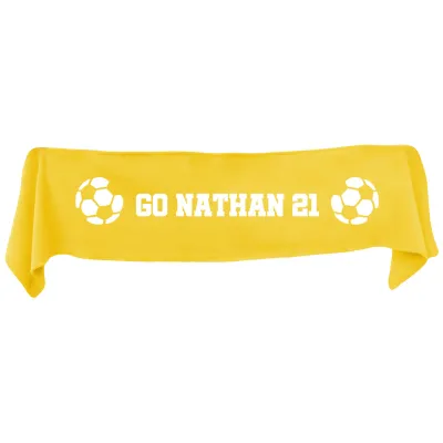 Large (145cm x 25cm) Football Theme - Yellow Fleece Fabric (Personalised with Text)