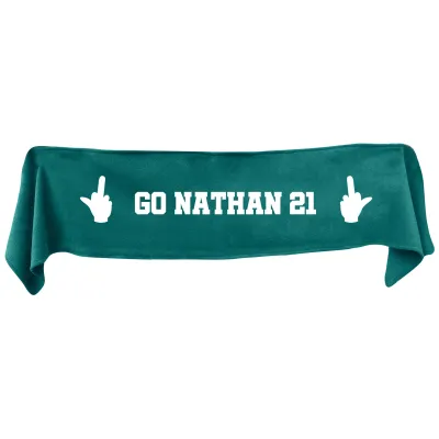 Large (145cm x 25cm) Middle Finger Theme - Dark Green Fleece Fabric (Personalised with Text)