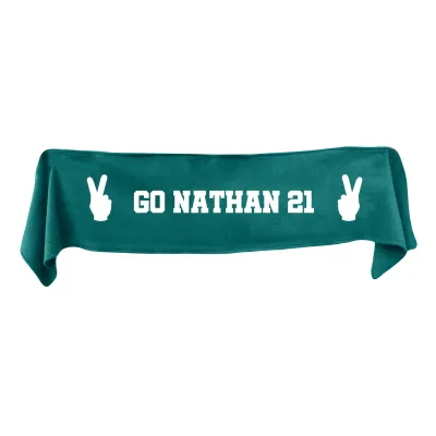 Medium (100cm x 20cm) Two Fingers Theme - Dark Green Fleece Fabric (Personalised with Text)