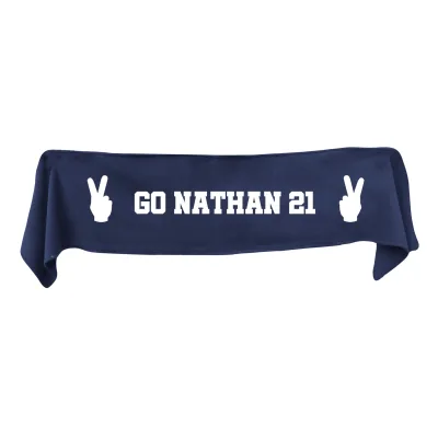 Medium (100cm x 20cm) Two Fingers Theme - Navy Blue Fleece Fabric (Personalised with Text)