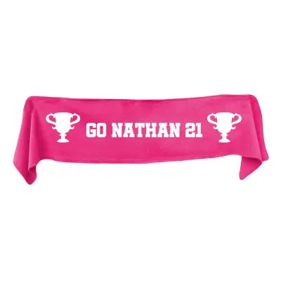 Medium (100cm x 20cm) Champions Theme - Hot Pink (Fuchsia) Fleece Fabric (Personalised with Text)