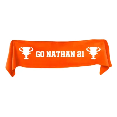 Medium (100cm x 20cm) Champions Theme - Burnt Orange Fleece Fabric (Personalised with Text)