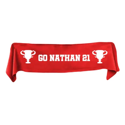 Medium (100cm x 20cm) Champions Theme - Red Fleece Fabric (Personalised with Text)