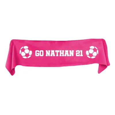Medium (100cm x 20cm) Football Theme - Hot Pink (Fuchsia) Fleece Fabric (Personalised with Text)