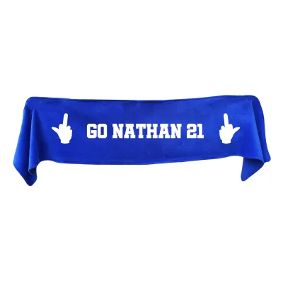 Medium (100cm x 20cm) Middle Finger Theme - Royal Blue Fleece Fabric (Personalised with Text)