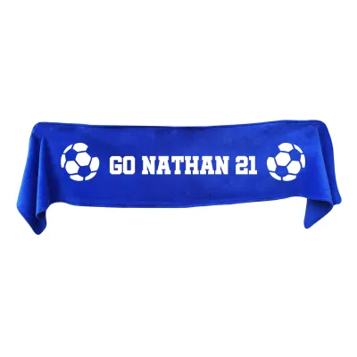 Medium (100cm x 20cm) Football Theme - Royal Blue Fleece Fabric (Personalised with Text)