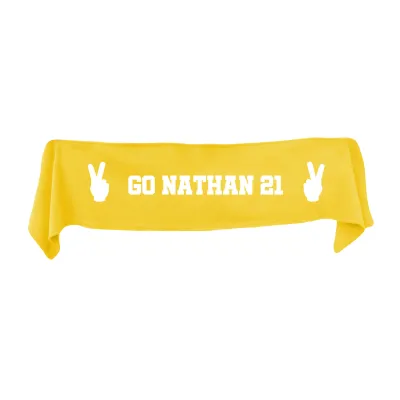 Small (75cm x 15cm) Two Fingers Theme - Yellow Fleece Fabric (Personalised with Text)