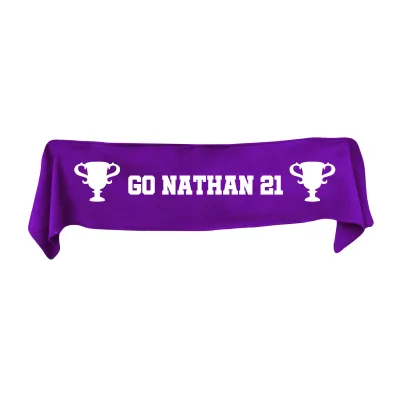 Small (75cm x 15cm) Champions Theme - Purple Fleece Fabric (Personalised with Text)
