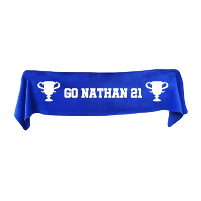 Small (75cm x 15cm) Champions Theme - Royal Blue Fleece Fabric (Personalised with Text)