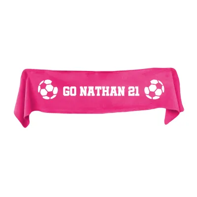 Small (75cm x 15cm) Football Theme - Hot Pink (Fuchsia) Fleece Fabric (Personalised with Text)