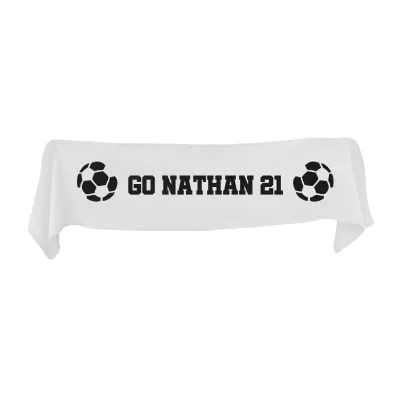Small (75cm x 15cm) Football Theme - White Fleece Fabric (Personalised with Text)