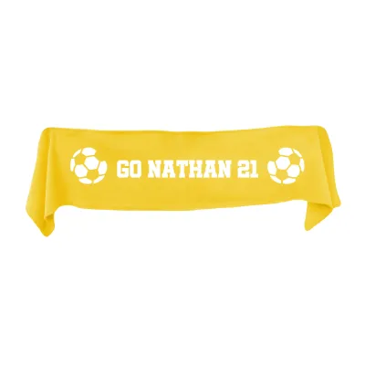 Small (75cm x 15cm) Football Theme - Yellow Fleece Fabric (Personalised with Text)