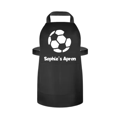 (70cm x 55cm) with Football Icon Black Cotton Fabric (Personalised with Name) and Matching Fabric Pocket