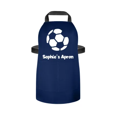 (55cm x 40cm) with Football Icon - Navy Blue Cotton Fabric (Personalised with Name) and Matching Fabric Pocket
